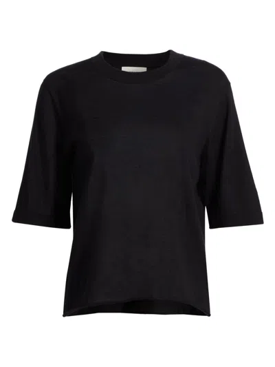 Loulou Studio Women's Nala Fine Short-sleeve Top In Black
