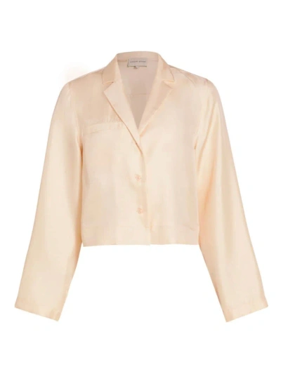 Loulou Studio Women's Aloma Silk Crop Shirt In Cream Rose