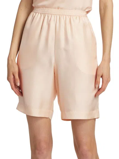 Loulou Studio Women's Zinia Silk Elasticized-waist Shorts In Cream Rose