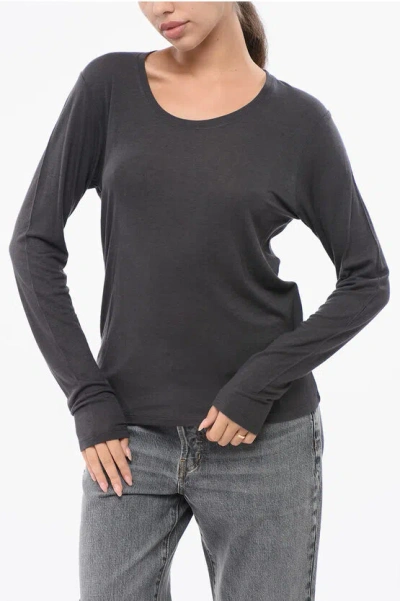 Loulou Studio Wool Blend Ava Crew-neck T-shirt In Black