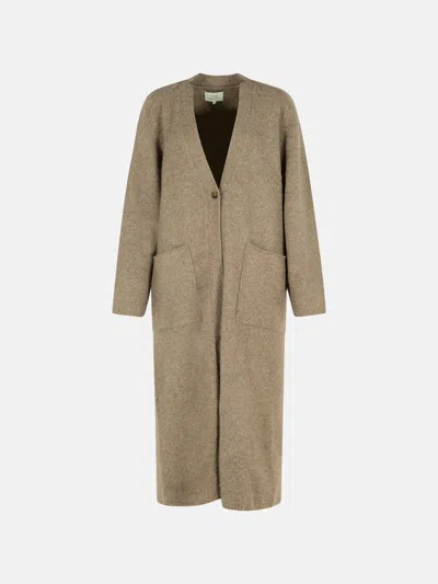 Loulou Studio Wool Blend Cenere Melange Cardigan In Sand
