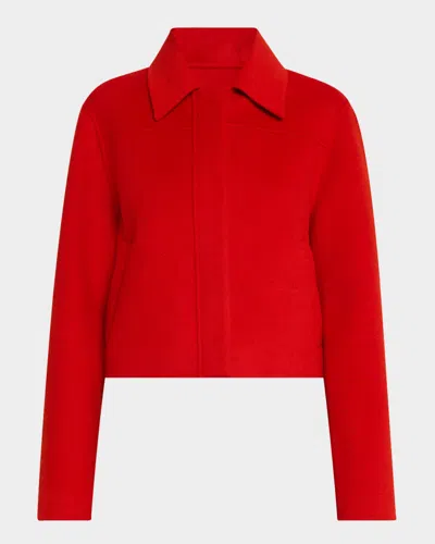 Loulou Studio Wool-cashmere Crop Boxy Coat In Tomato