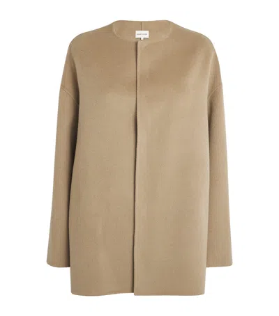 Loulou Studio Wool-cashmere Round-neck Gio Coat In Brown