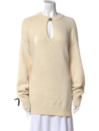 Pre-owned Loulou Studio Wool Crew Neck Sweater In Neutral