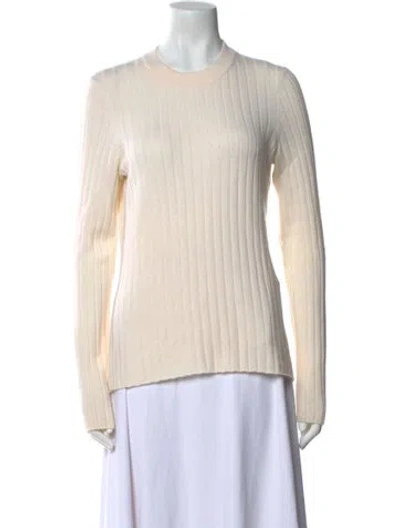 Pre-owned Loulou Studio Wool Crew Neck Sweater In White