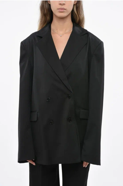 Loulou Studio Wool Double Breasted Donau Blazer In Black