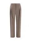 Loulou Studio Flared Wool Pants Pockets In Kakhi