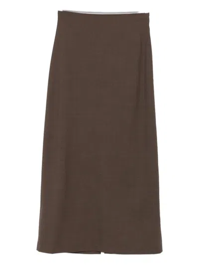 Loulou Studio Wool Maxi Skirt In Brown
