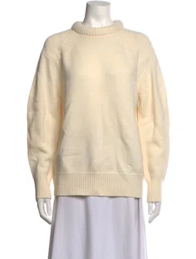 Pre-owned Loulou Studio Wool Mock Neck Sweater In Neutrals