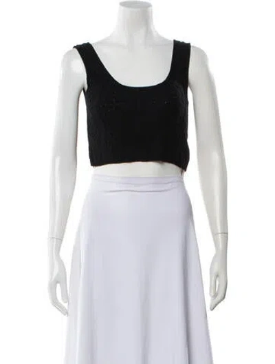 Pre-owned Loulou Studio Wool Patterned Crop Top In Black