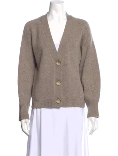 Pre-owned Loulou Studio Wool Plunge Neckline Sweater In Neutral
