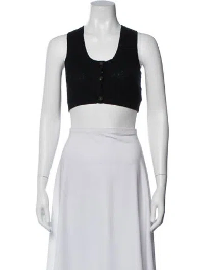 Pre-owned Loulou Studio Wool Scoop Neck Button-up Top In Black
