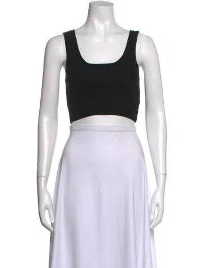 Pre-owned Loulou Studio Wool Scoop Neck Crop Top In Black