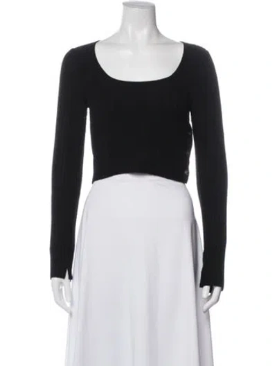 Pre-owned Loulou Studio Wool Scoop Neck Crop Top In Blue