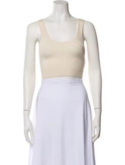 Pre-owned Loulou Studio Wool Scoop Neck Crop Top In Neutral