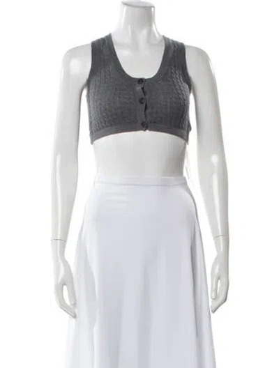 Pre-owned Loulou Studio Wool Scoop Neck Crop Top In White