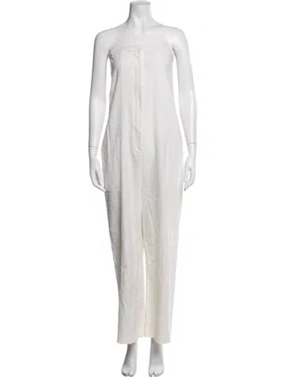 Pre-owned Loulou Studio Wool Scoop Neck Jumpsuit In Neutrals