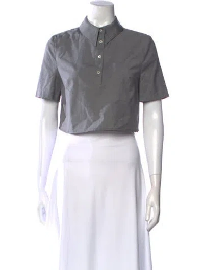 Pre-owned Loulou Studio Wool Short Sleeve Crop Top In Gray