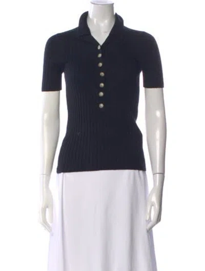 Pre-owned Loulou Studio Wool Short Sleeve Polo In Black