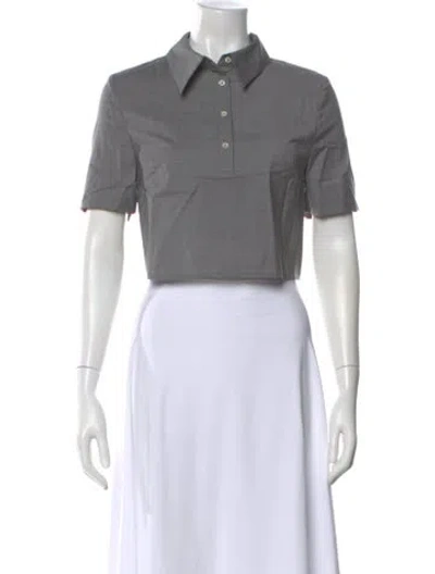 Pre-owned Loulou Studio Wool Short Sleeve Polo In Gray
