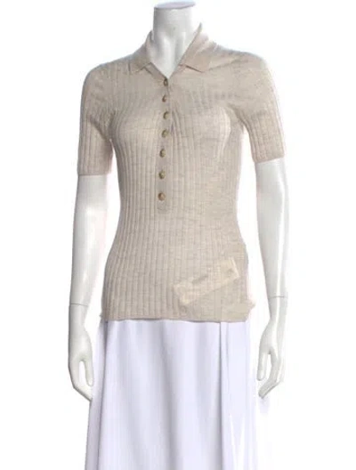 Pre-owned Loulou Studio Wool Short Sleeve Polo In Neutral