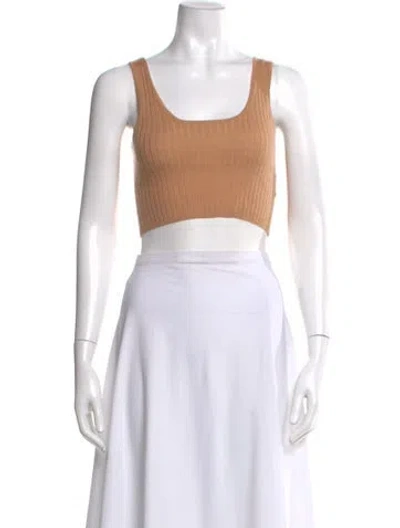 Pre-owned Loulou Studio Wool Square Neckline Crop Top In Neutral