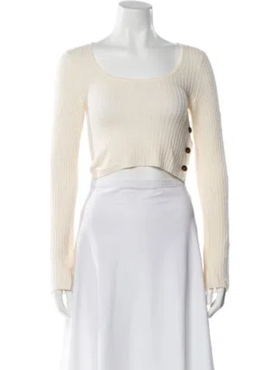 Pre-owned Loulou Studio Wool Square Neckline Crop Top In Yellow
