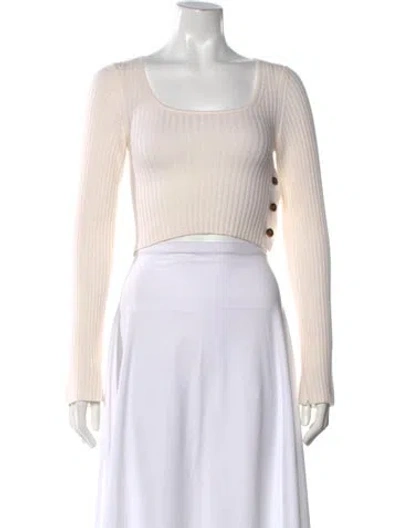 Pre-owned Loulou Studio Wool Square Neckline Sweater In Neutral