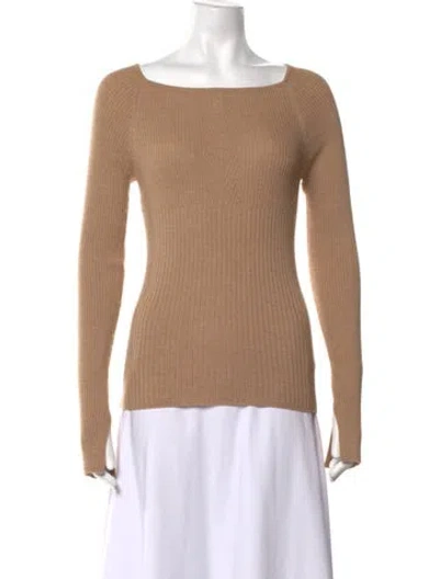 Pre-owned Loulou Studio Wool Square Neckline Sweater In Neutrals