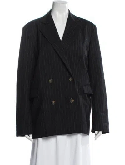 Pre-owned Loulou Studio Wool Striped Blazer In Black