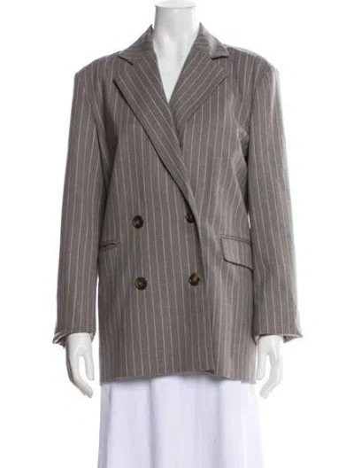Pre-owned Loulou Studio Wool Striped Blazer In Gray