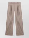 Loulou Studio Wool Trousers With Pleats And Wide Legs In Brown