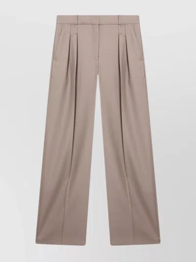 Loulou Studio Wool Trousers With Pleats And Wide Legs In Brown