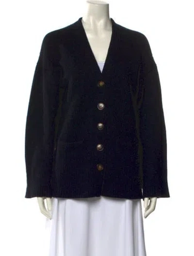 Pre-owned Loulou Studio Wool V-neck Sweater In Black