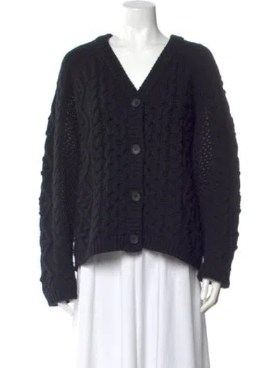 Pre-owned Loulou Studio Wool V-neck Sweater In Black