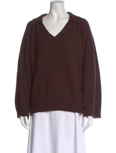 Pre-owned Loulou Studio Wool V-neck Sweater In Brown
