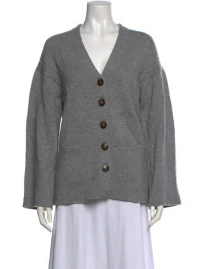 Pre-owned Loulou Studio Wool V-neck Sweater In Gray