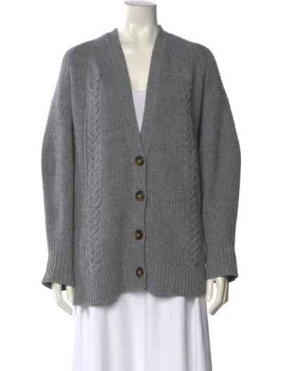 Pre-owned Loulou Studio Wool V-neck Sweater In Gray