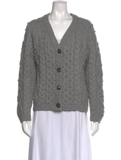 Pre-owned Loulou Studio Wool V-neck Sweater In Gray