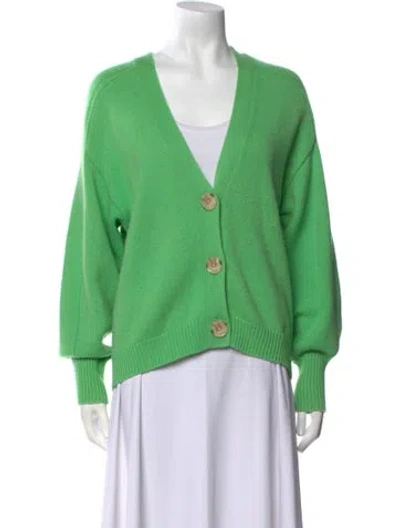 Pre-owned Loulou Studio Wool V-neck Sweater In Green