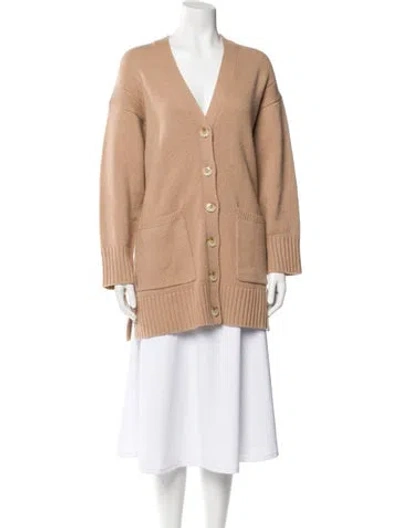 Pre-owned Loulou Studio Wool V-neck Sweater In Neutral