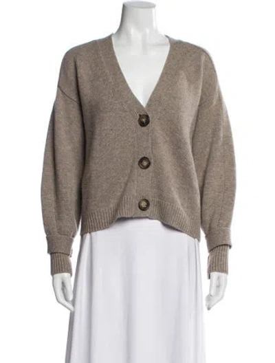 Pre-owned Loulou Studio Wool V-neck Sweater In Neutral