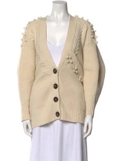 Pre-owned Loulou Studio Wool V-neck Sweater In Neutral
