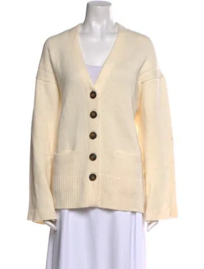 Pre-owned Loulou Studio Wool V-neck Sweater In Neutral