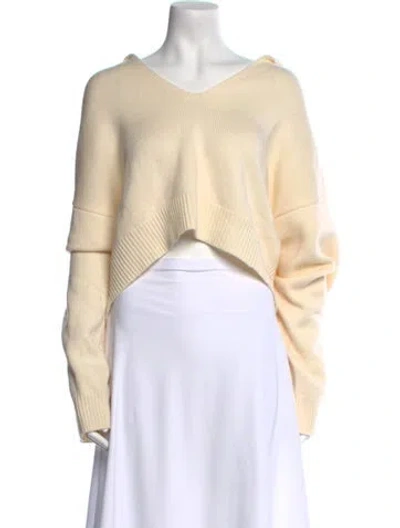 Pre-owned Loulou Studio Wool V-neck Sweater In Neutral