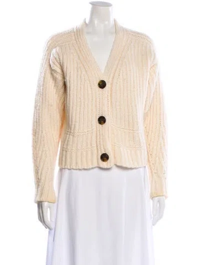 Pre-owned Loulou Studio Wool V-neck Sweater In Neutral