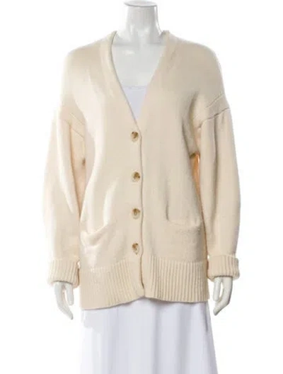 Pre-owned Loulou Studio Wool V-neck Sweater In Neutral