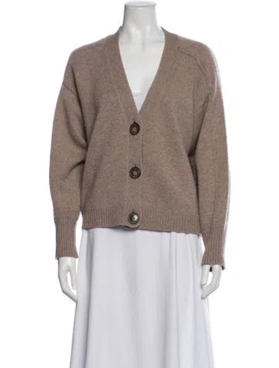 Pre-owned Loulou Studio Wool V-neck Sweater In Neutral