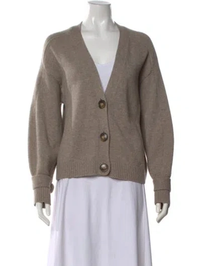Pre-owned Loulou Studio Wool V-neck Sweater In Neutral