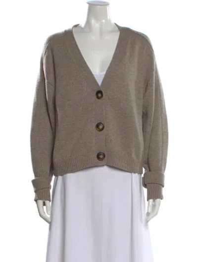 Pre-owned Loulou Studio Wool V-neck Sweater In Neutral